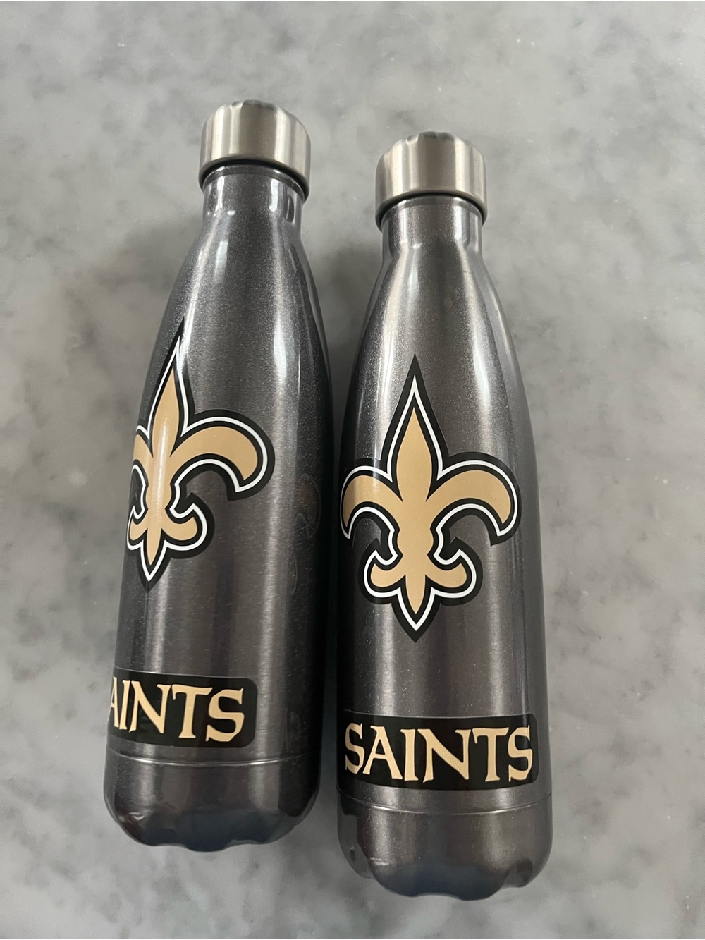 Swell set 3 Gray glitter sparkling & Gold New Orleans Saints Insulated Bottle